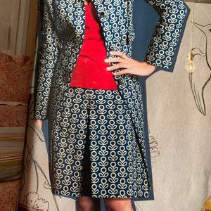 NWOT Boden floral jacquard kick pleat skirt US 12 R